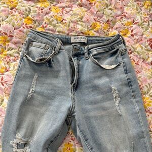 Wax Jean Women's Light Blue Ripped Boyfriend Jeans